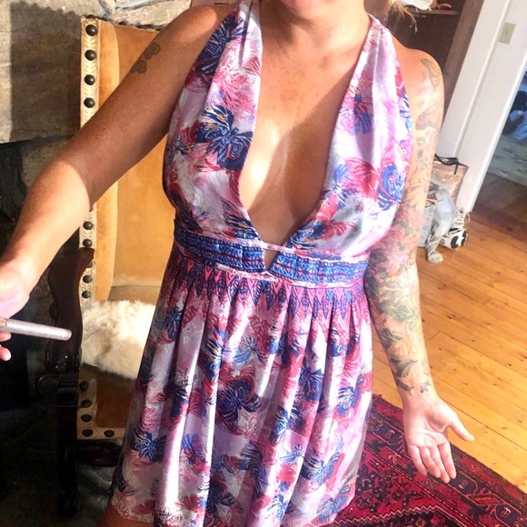 Free People NWT silky halter backless dress L - Picture 7 of 8